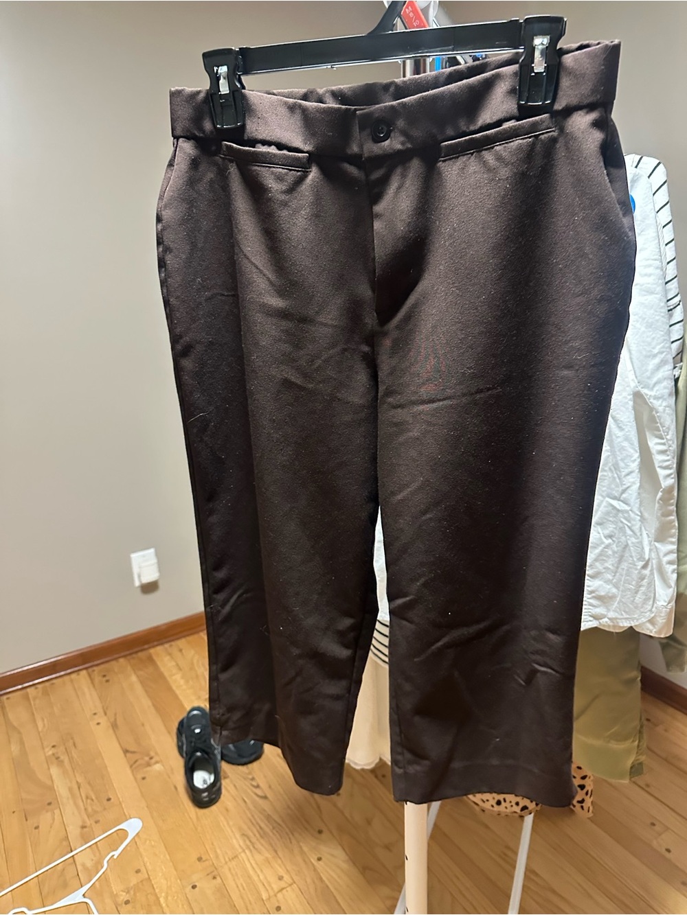 Christopher & Banks Cropped Slim-Leg Pants in Dark Brown